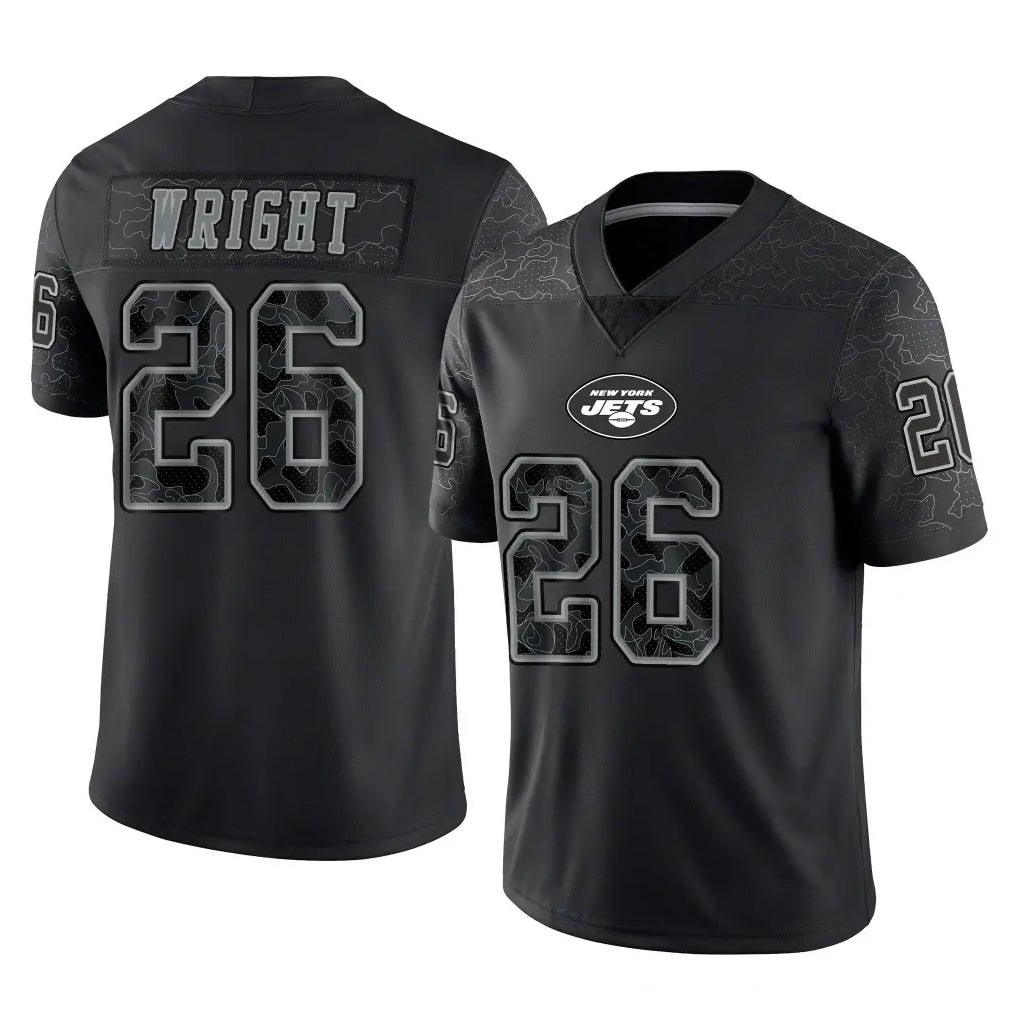 Rebec NY.Jets #26 Nahshon Wright Player Stealth Black Limited Reflective Home Game Stitched Jerseys