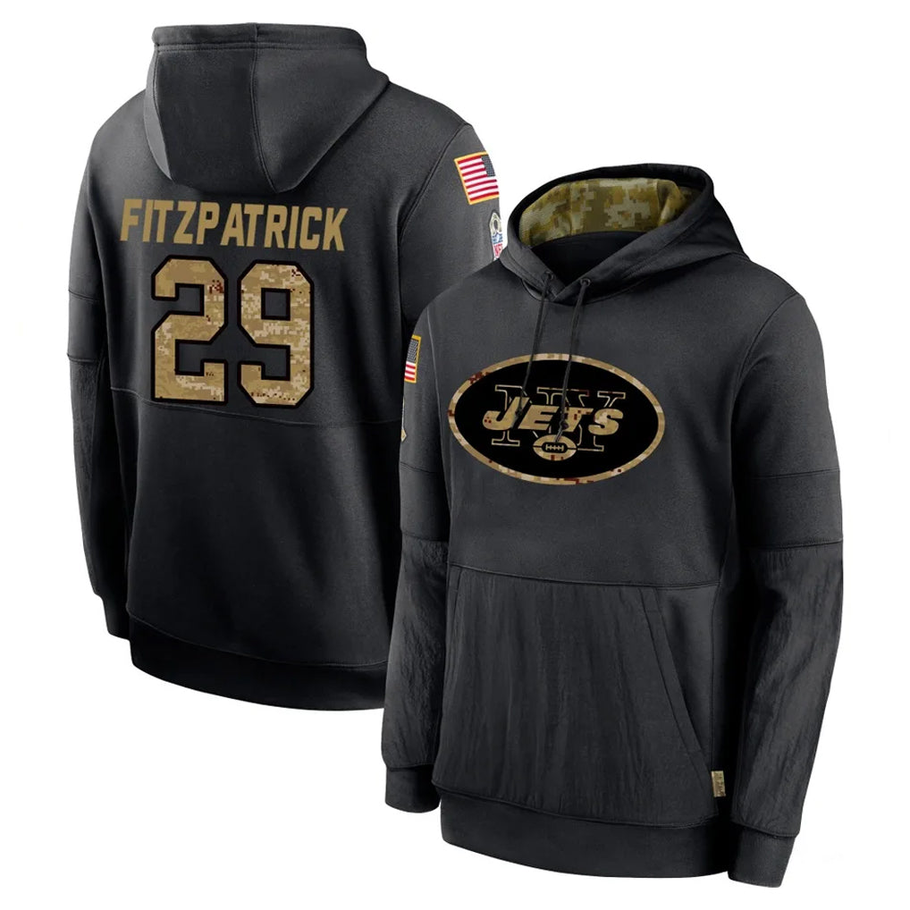 Rebec NY.Jets #29 Minkah Fitzpatrick Player Black Salute to Service Hoodies Limited Game Stitched Jerseys