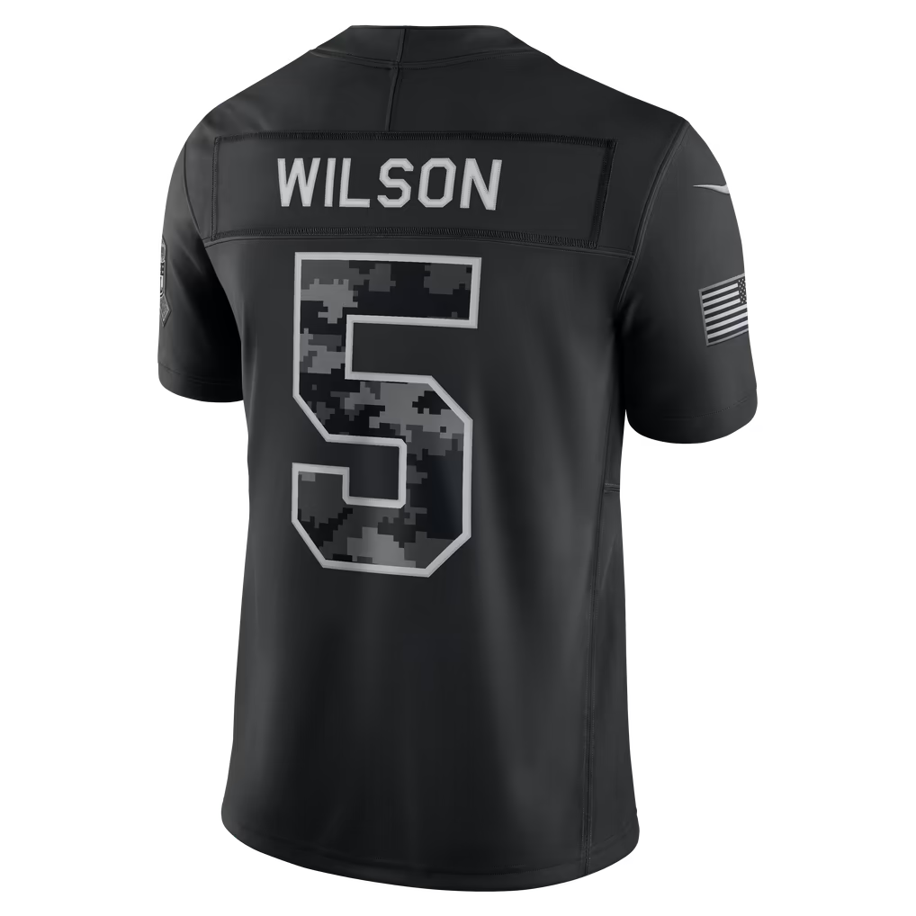 Rebec NY.Jets #5 Garrett Wilson Black 2026 Salute to Service Stitched Limited Jersey