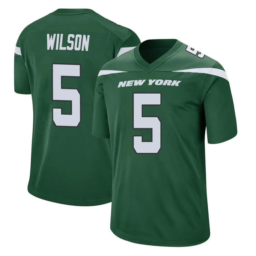 Rebec NY.Jets #5 Garrett Wilson Player Green Home Game Stitched Jerseys
