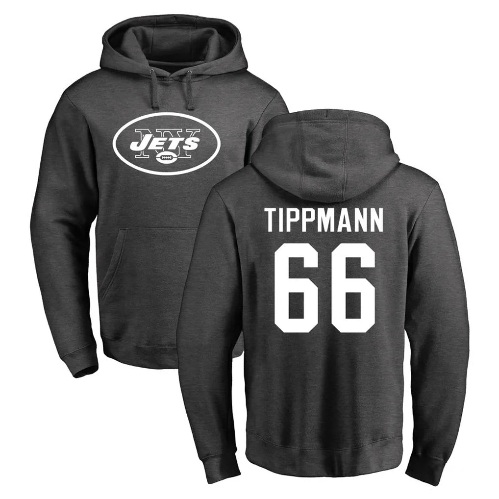 Rebec NY.Jets #66 Joe Tippmann Player Gray Pullover Hoodies Limited Game Stitched Jerseys