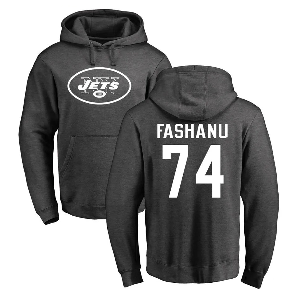 Rebec NY.Jets #74 Olu Fashanu Player Gray Pullover Hoodies Limited Game Stitched Jerseys