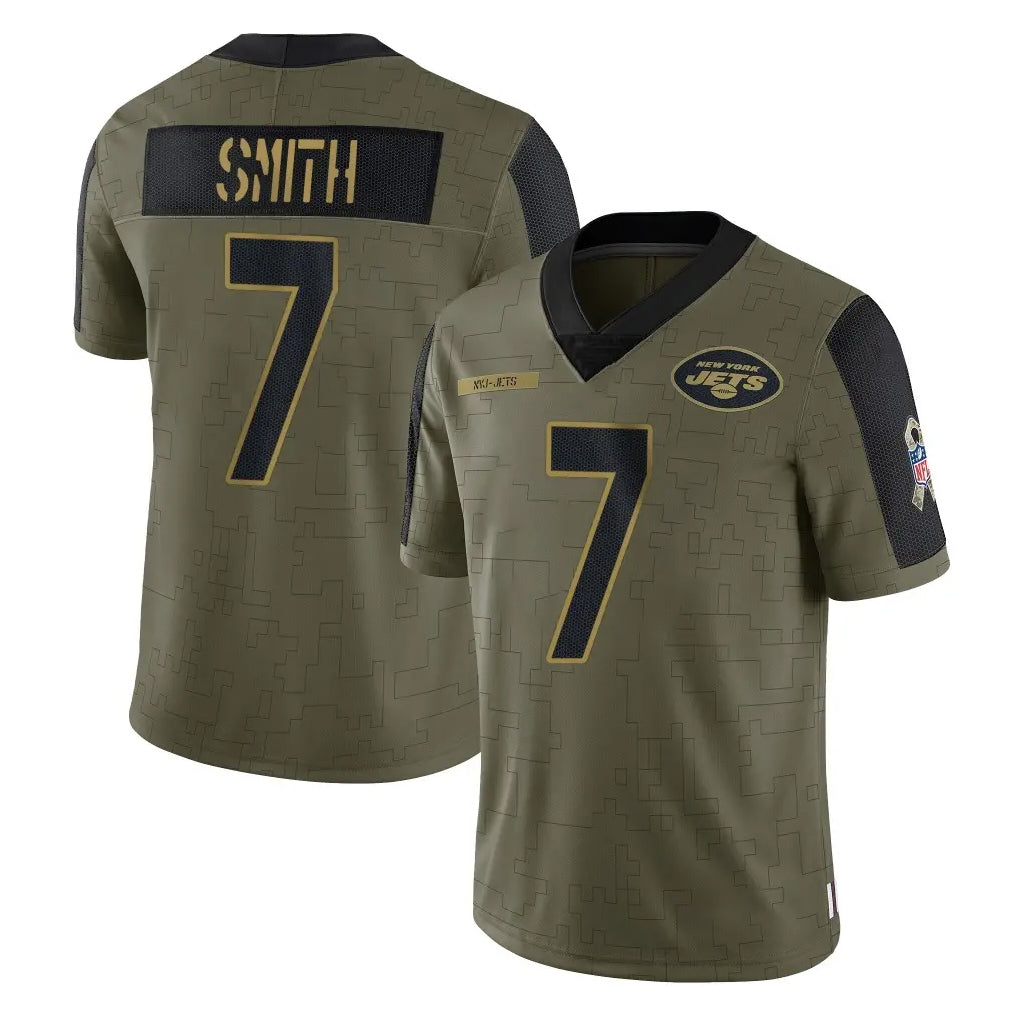 Rebec NY.Jets #7 Geno Smith Player Olive Salute To Service Limited Game Stitched Jerseys