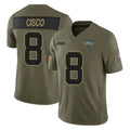 Rebec NY.Jets #8 Andre Cisco Player Olive 2025 Salute To Service Limited Stitched Jerseys