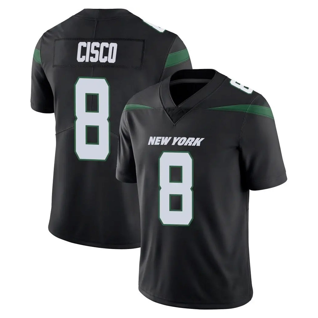 Rebec NY.Jets #8 Andre Cisco Player Stealth Black Limited Vapor Home Game Stitched Jerseys