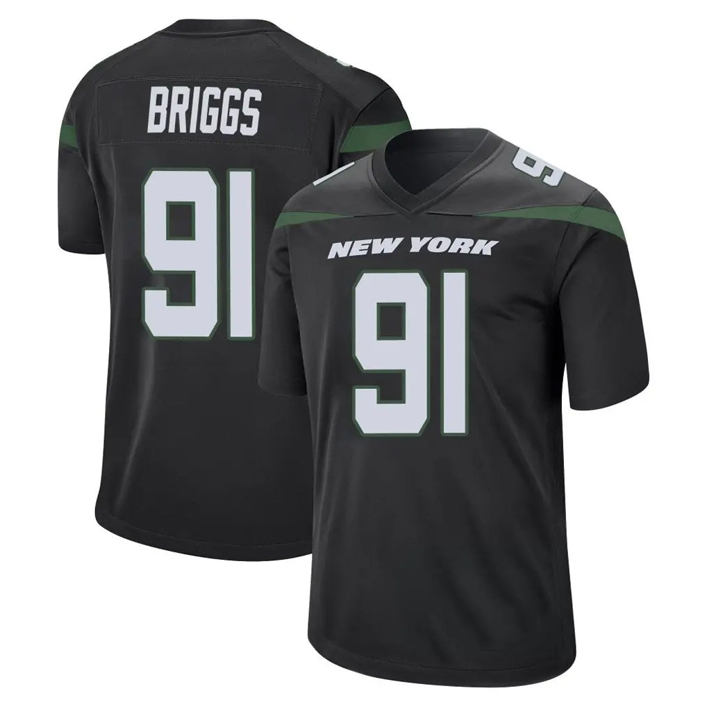 Rebec NY.Jets #91 Jowon Briggs Player Stealth Black Home Game Stitched Jerseys