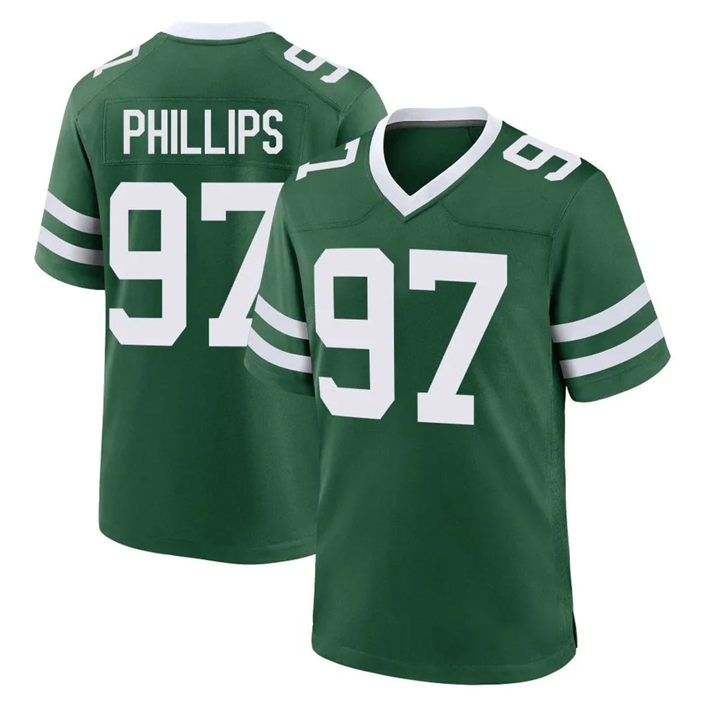 Rebec NY.Jets #97 Harrison Phillips Player Green Legacy Home Game Stitched Jerseys