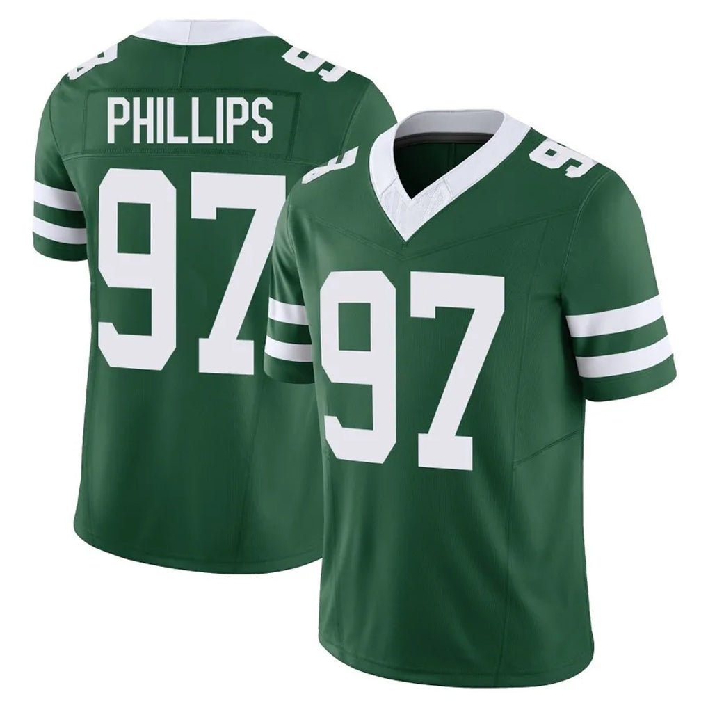 Rebec NY.Jets #97 Harrison Phillips Player Green Legacy Limited Vapor F.U.S.E. Home Game Stitched Jerseys