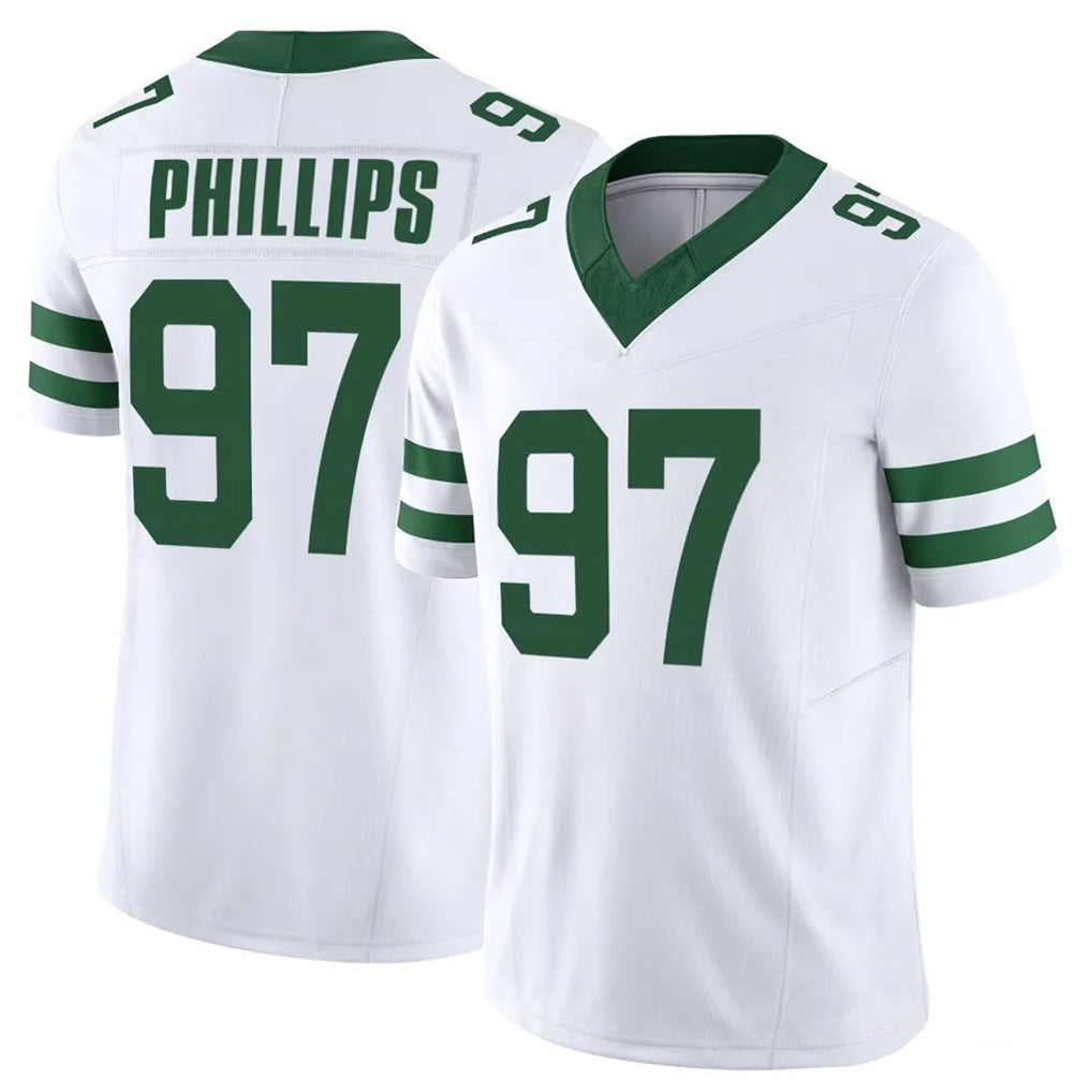 Rebec NY.Jets #97 Harrison Phillips Player White Legacy Limited Vapor F.U.S.E. Home Game Stitched Jerseys