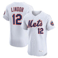 Rebec NY.Mets #12 Francisco Lindor Player White Home Limited Elite Stitched Jerseys