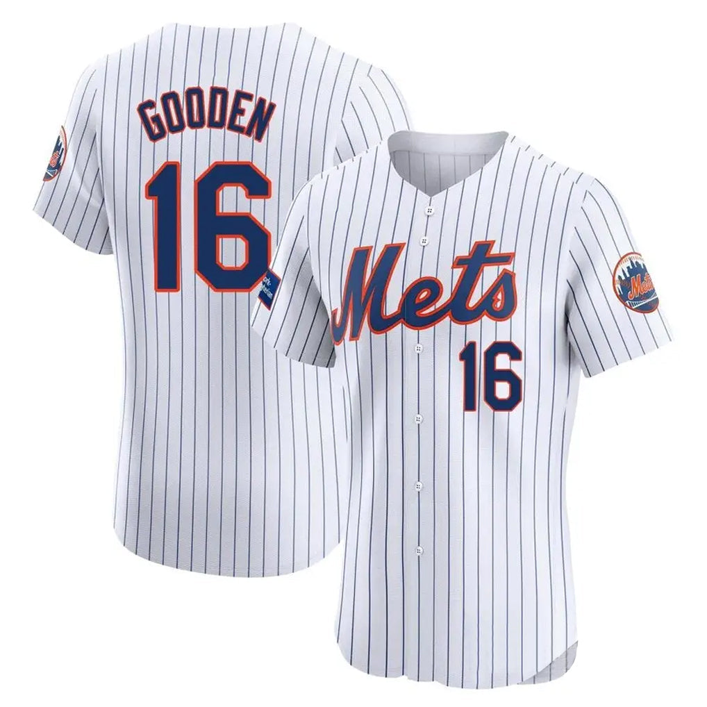 Rebec NY.Mets #16 Dwight Gooden Player White Home Limited Elite Stitched Jerseys