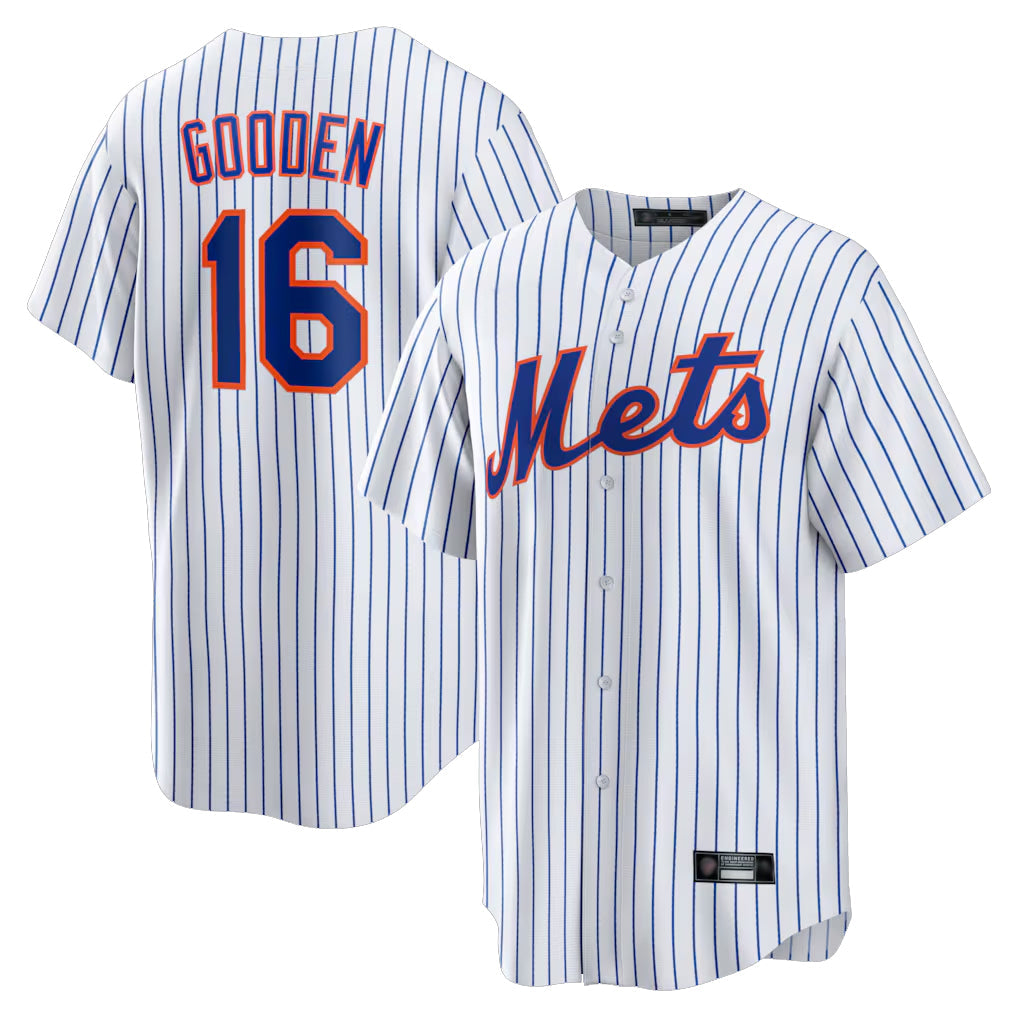 Rebec NY.Mets #16 Dwight Gooden Player White Home Replica Stitched Jerseys