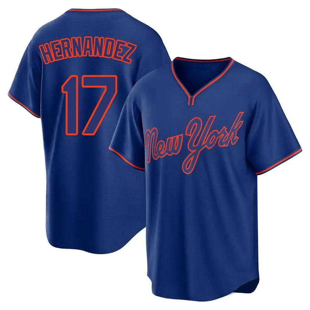 Rebec NY.Mets #17 Keith Hernandez Player Royal T-shirt Home Game Stitched Jerseys