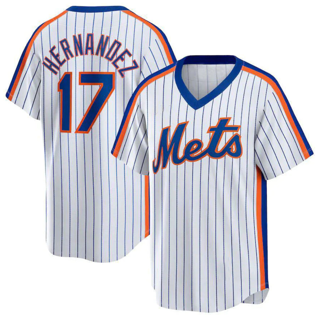 Rebec NY.Mets #17 Keith Hernandez Player White Cooperstown Collection T-shirt Home Stitched Jerseys