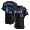 Rebec NY.Mets #18 Darryl Strawberry Player Black Replica Home Limited Elite Stitched Jerseys