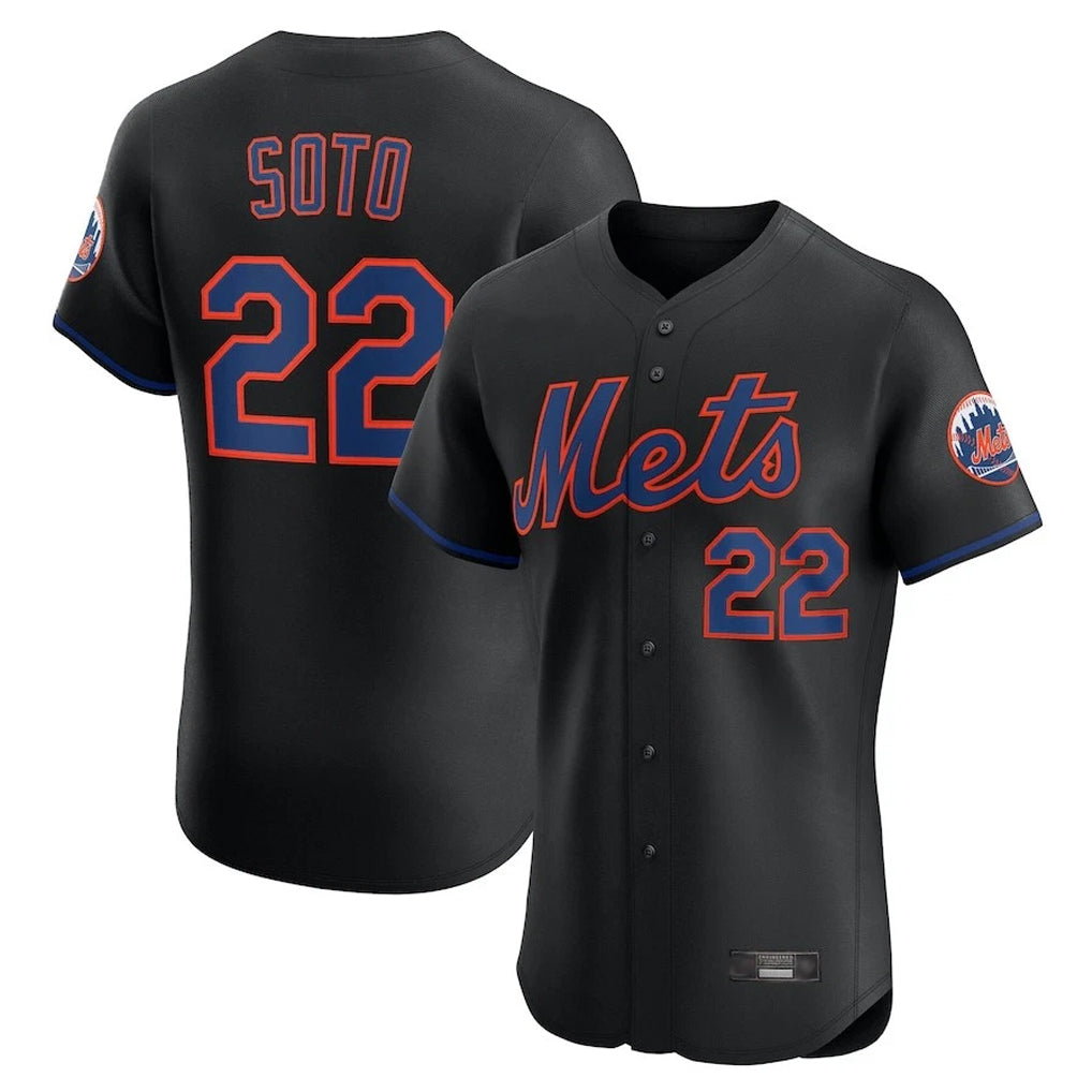 Rebec NY.Mets #22 Juan Soto Player Black Home Limited Elite Stitched Jerseys