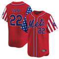 Rebec NY.Mets #22 Juan Soto Player Red 2025 Independence Day Vapor Premier Limited  Stitched Jerseys