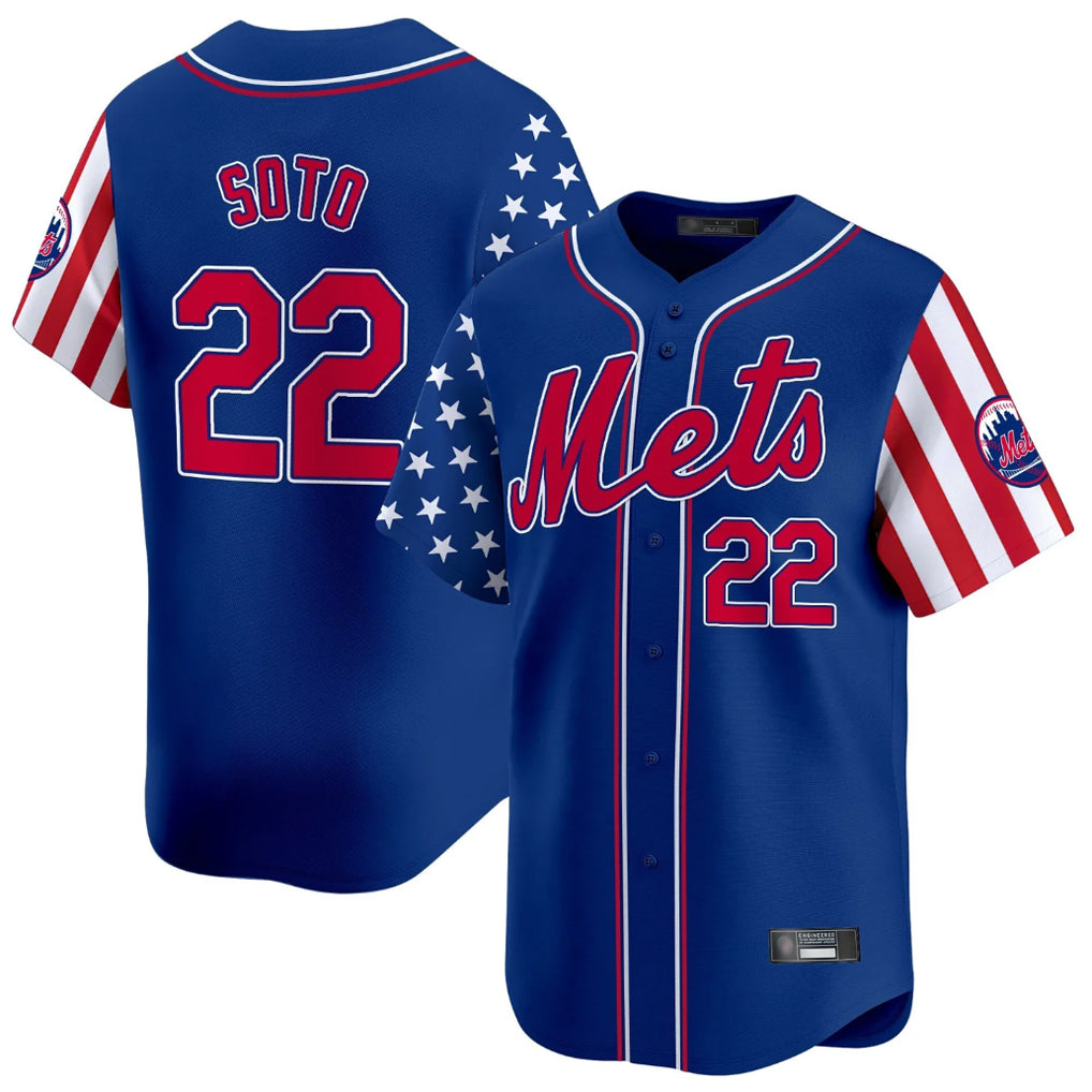 Rebec NY.Mets #22 Juan Soto Player Royal 2025 Independence Day Vapor Premier Limited  Stitched Jerseys