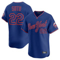Rebec NY.Mets #22 Juan Soto Player Royal T-shirt Home Limited Elite Stitched Jerseys