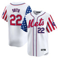 Rebec NY.Mets #22 Juan Soto Player White 2025 Independence Day Vapor Premier Limited  Stitched Jerseys