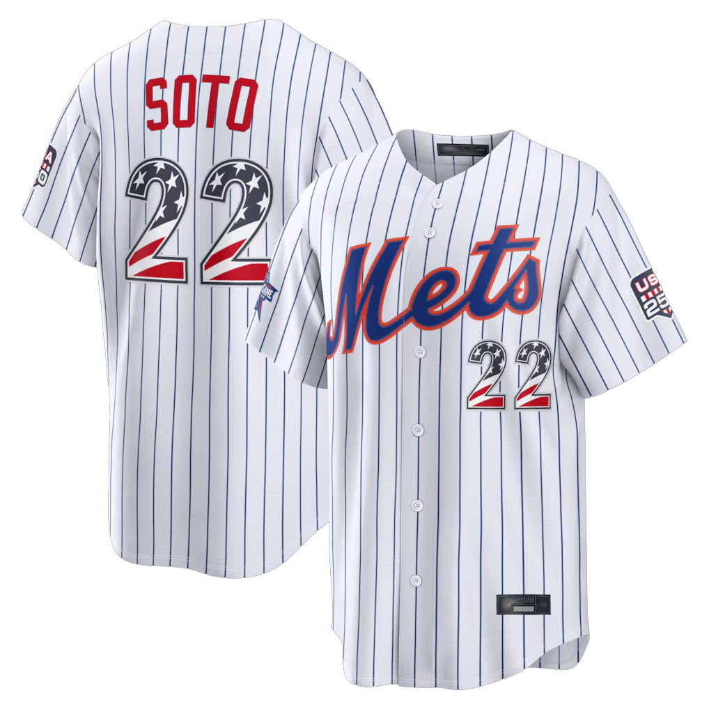 Rebec NY.Mets #22 Juan Soto Player White 2026 All-Star Edition Stars & Stripes Home Game Stitched Jerseys