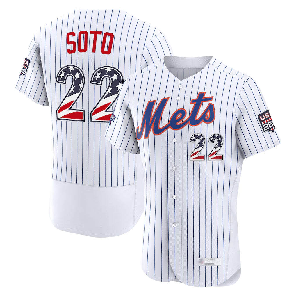 Rebec NY.Mets #22 Juan Soto Player White 2026 All-Star Edition Stars & Stripes Limited Elite Home Game Stitched Jerseys