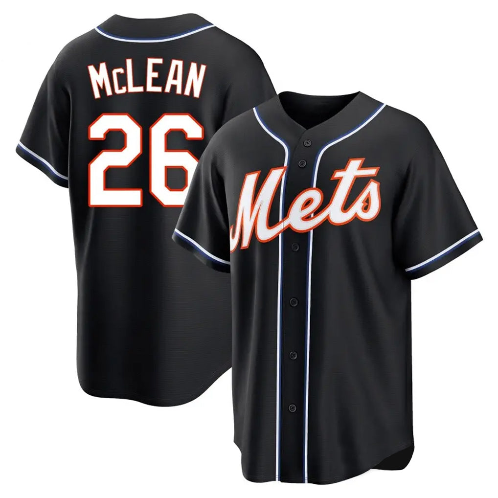 Rebec NY.Mets #26 Nolan McLean Player Black Fashion Out Game Stitched Jerseys