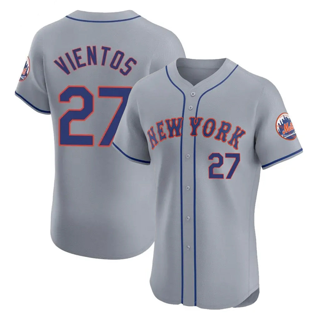 Rebec NY.Mets #27 Mark Vientos Player Gray Road Limited Elite Home Stitched Jerseys