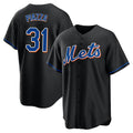 Rebec NY.Mets #31 Mike Piazza Player Black Replica Home Game Stitched Jerseys