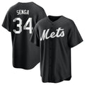 Rebec NY.Mets #34 Kodai Senga Player Black Home Game Stitched Jerseys