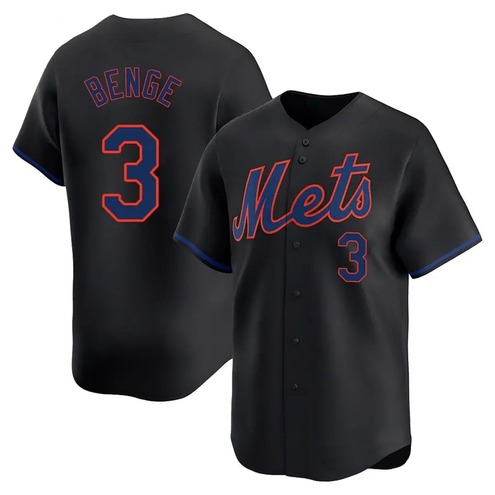 Rebec NY.Mets #3 Carson Benge Player Black Alternate Home Limited Stitched Jerseys