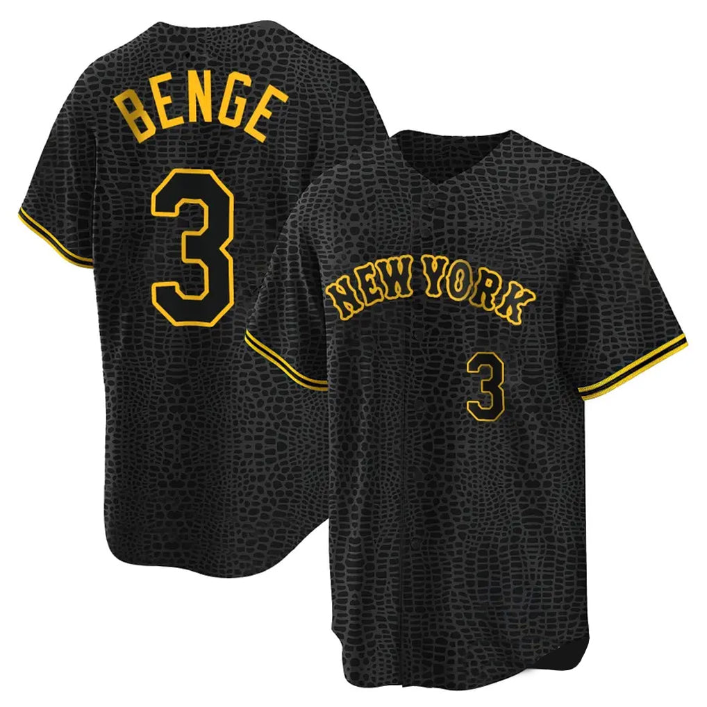 Rebec NY.Mets #3 Carson Benge Player Black Snake Skin City Home Game Stitched Jerseys