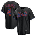 Rebec NY.Mets #4 Francisco Alvarez Player Black Alternate Home Game Stitched Jerseys
