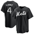 Rebec NY.Mets #4 Francisco Alvarez Player Black Home Game Stitched Jerseys