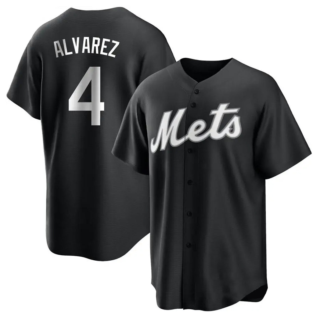 Rebec NY.Mets #4 Francisco Alvarez Player Black Home Game Stitched Jerseys