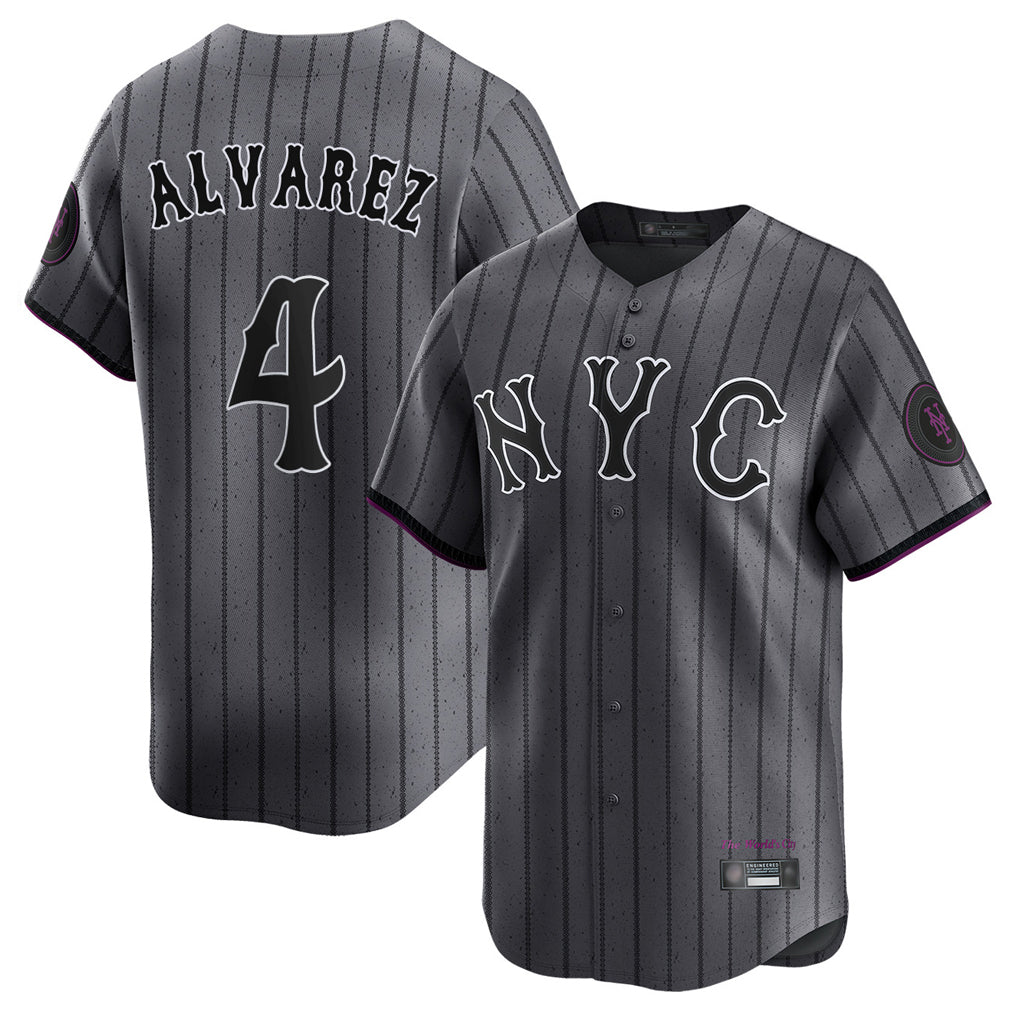 Rebec NY.Mets #4 Francisco Alvarez Player Gray City Connect Limited Stitched Jerseys