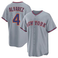 Rebec NY.Mets #4 Francisco Alvarez Player Gray Road Home Game Stitched Jerseys