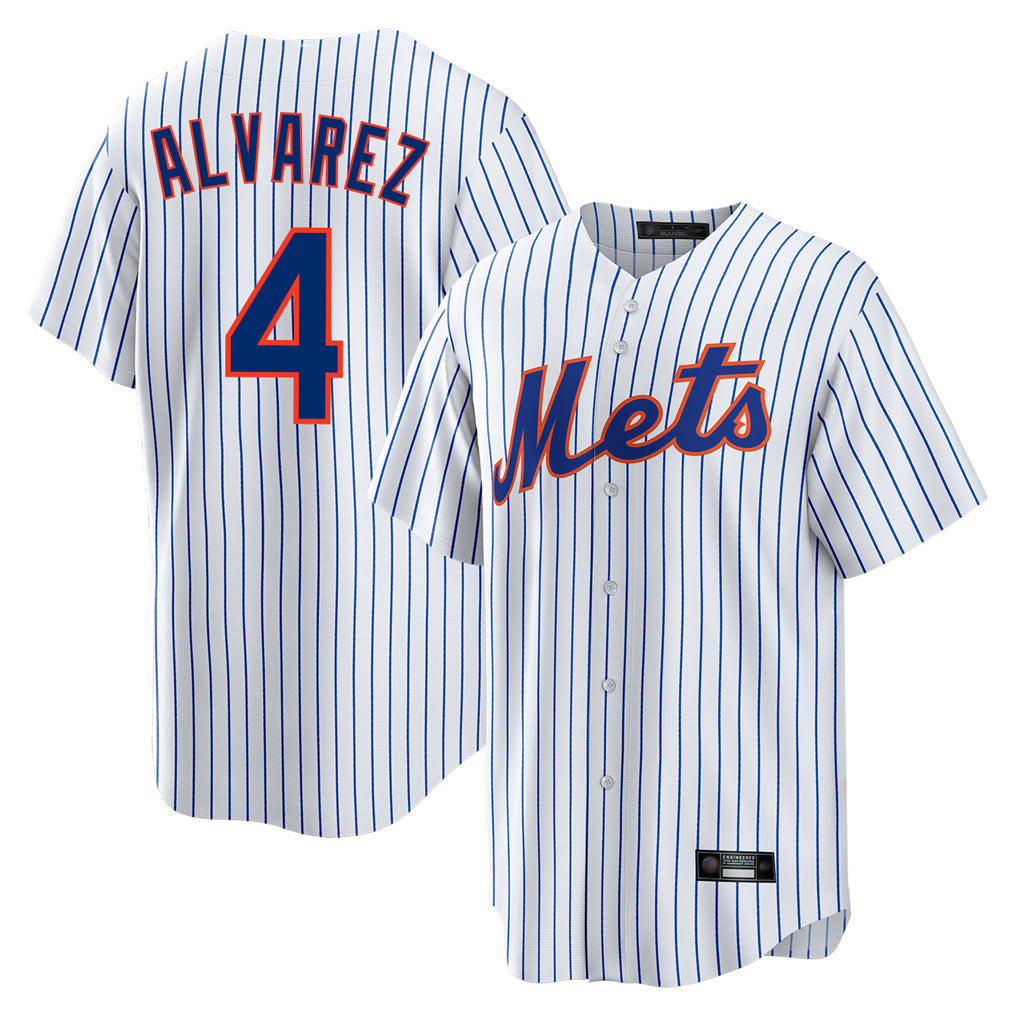 Rebec NY.Mets #4 Francisco Alvarez Player White Home Game Stitched Jerseys