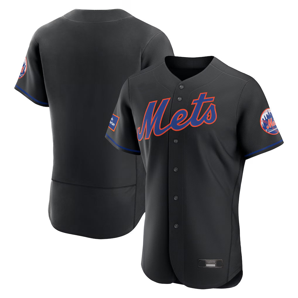 Rebec NY.Mets Blank Player Black Alternate Elite Home Limited Stitched Jerseys
