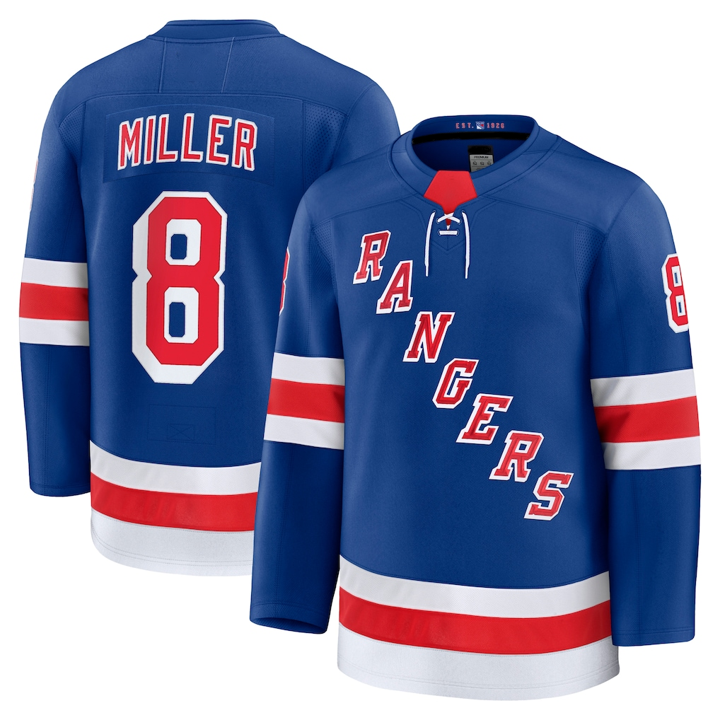 Rebec NY.Rangers #8 J.T. Miller Blue Home Premium Jerseys