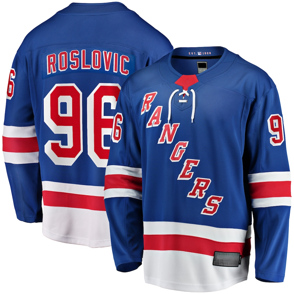 Rebec NY.Rangers #96 Jack Roslovic Blue Home Premier Breakaway Jerseys