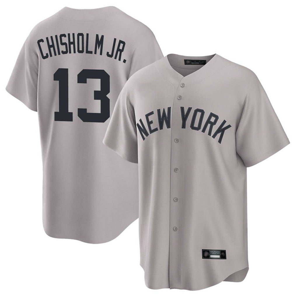 Rebec NY.Yankees #13 Jazz Chisholm Jr Player Gray Game Home Stitched Jerseys