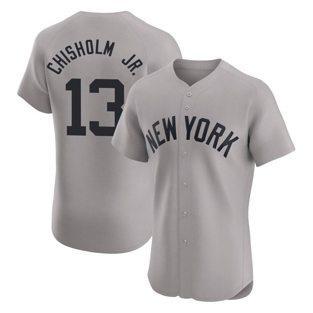 Rebec NY.Yankees #13 Jazz Chisholm Jr Player Gray Limited Elite Home Stitched Jerseys