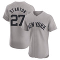 Rebec NY.Yankees #27 Giancarlo Stanton Player Gray Limited Elite Home Stitched Jerseys