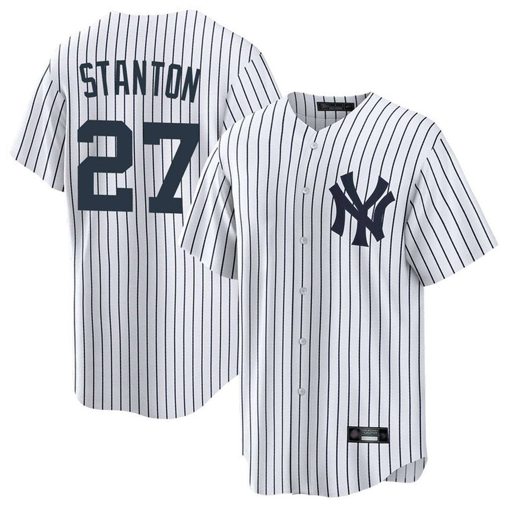 Rebec NY.Yankees #27 Giancarlo Stanton Player White Game Home Stitched Jerseys