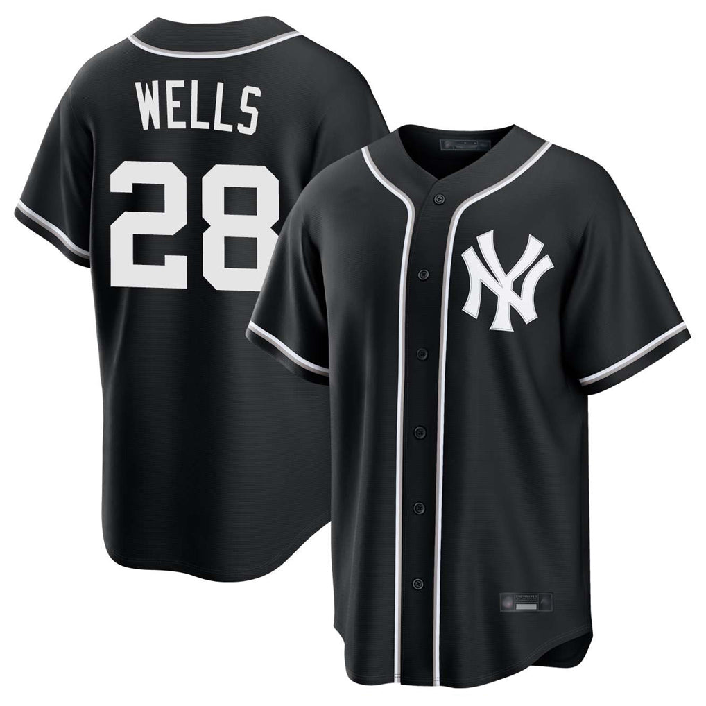 Rebec NY.Yankees #28 Austin Wells Player Black Out Game Home Stitched Jerseys