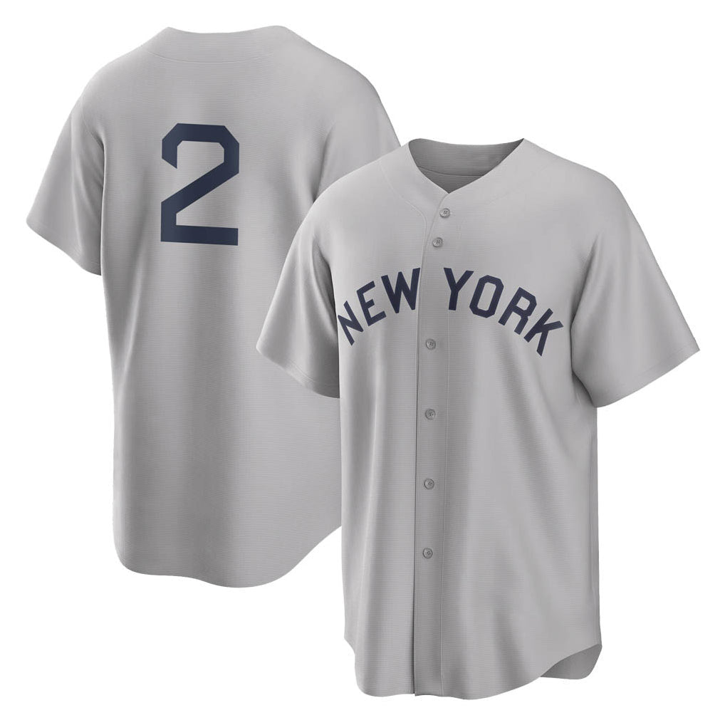 Rebec NY.Yankees #2 Derek Jeter Player Gray Field of Dreams Game Stitched Jerseys