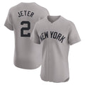 Rebec NY.Yankees #2 Derek Jeter Player Gray Limited Elite Home Stitched Jerseys