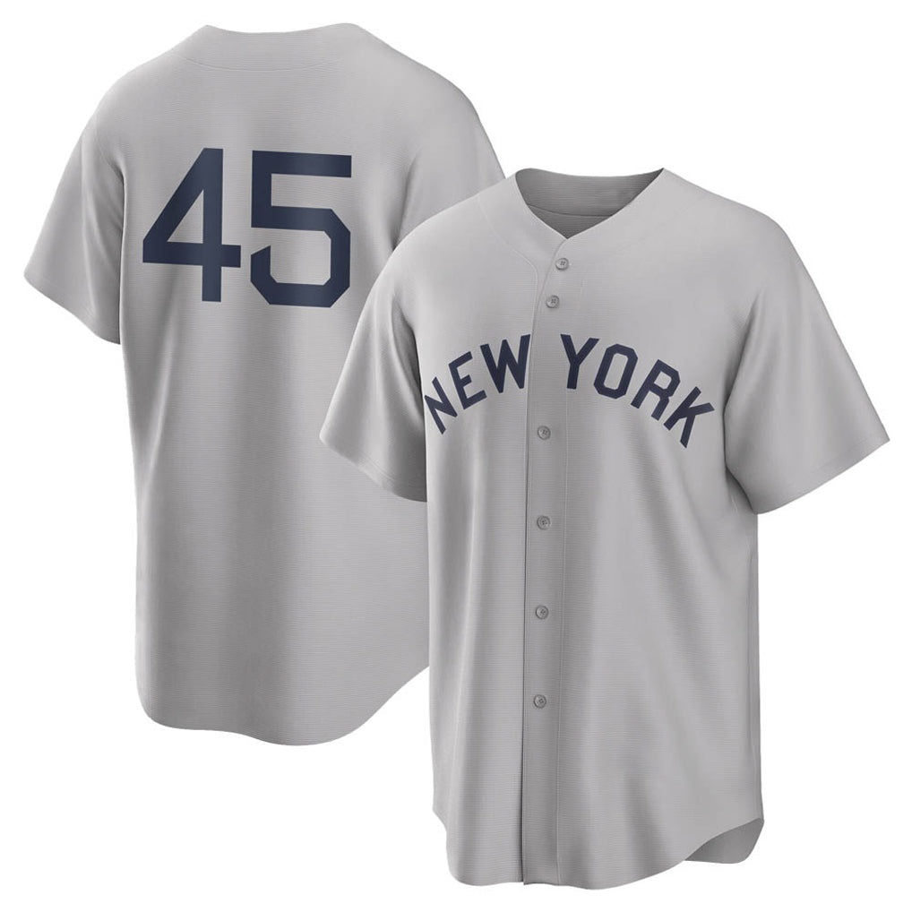 Rebec NY.Yankees #45 Gerrit Cole Player Gray Field of Dreams Game Stitched Jerseys
