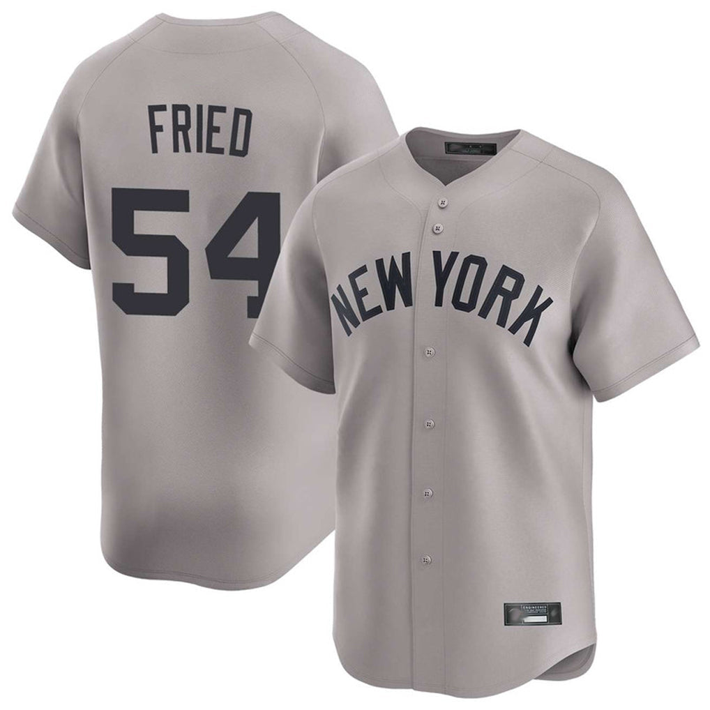 Rebec NY.Yankees #54 Max Fried Player Gray Limited Home Stitched Jerseys
